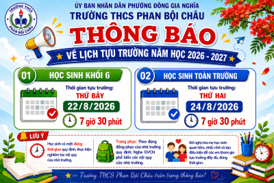 THÔNG BÁO HỌC SINH TỰU TRƯỜNG NĂM HỌC 2026-2027