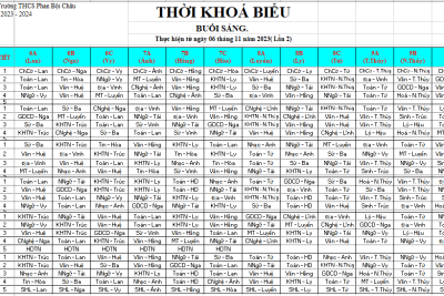 THỜI KHÓA BIỂU